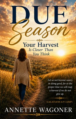 Cover of "Due Season" by Annette Wagoner, a Christian book about trusting God's perfect timing, growing in faith, and believing His promises through every season of