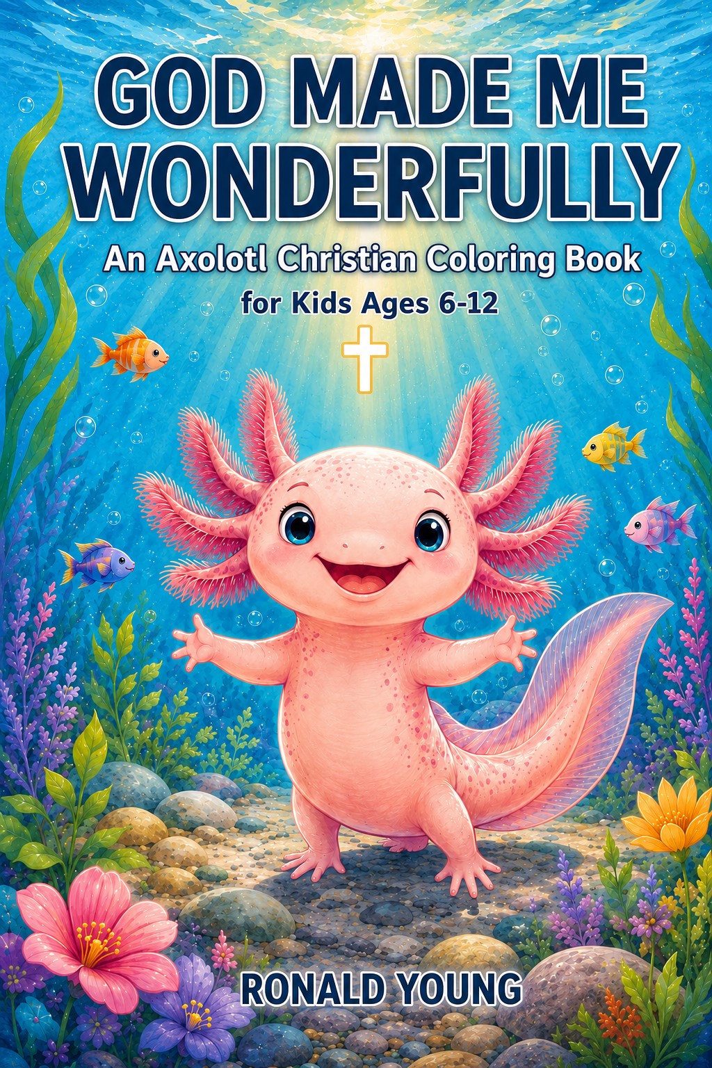 God Made Me Wonderfully: An Axolotl Christian Coloring Book for Kids Ages 6–12